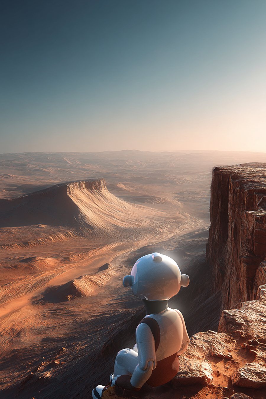 MONO MARS: ORIGIN Part II — MARS key art, the robot overlooking a Martian canyon